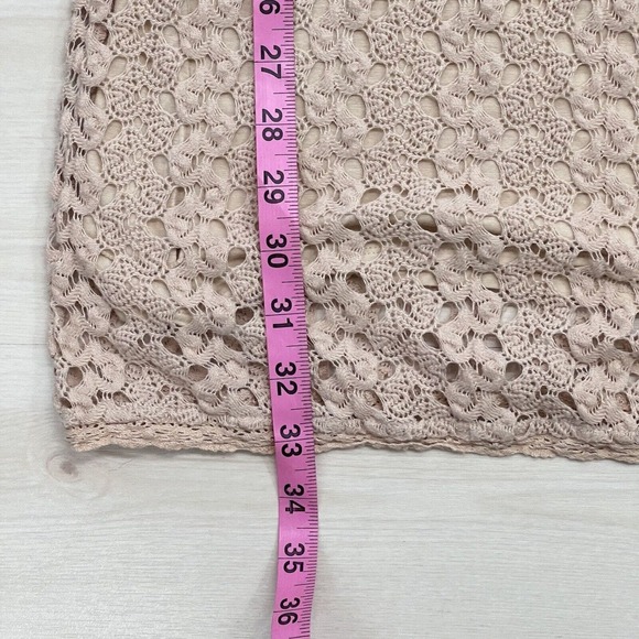 Free People Crochet Mini Dress Size Small Beige Lined Cap Sleeves - Picture 14 of 14